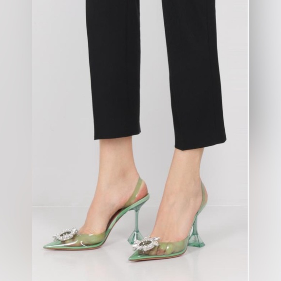 new AMINA MUADDI Begum pointed toe PVC MINT color sz 39.5 - Picture 4 of 7